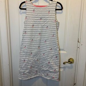 Joules Gray and White Striped Cherry Cotton Midi Tank Dress